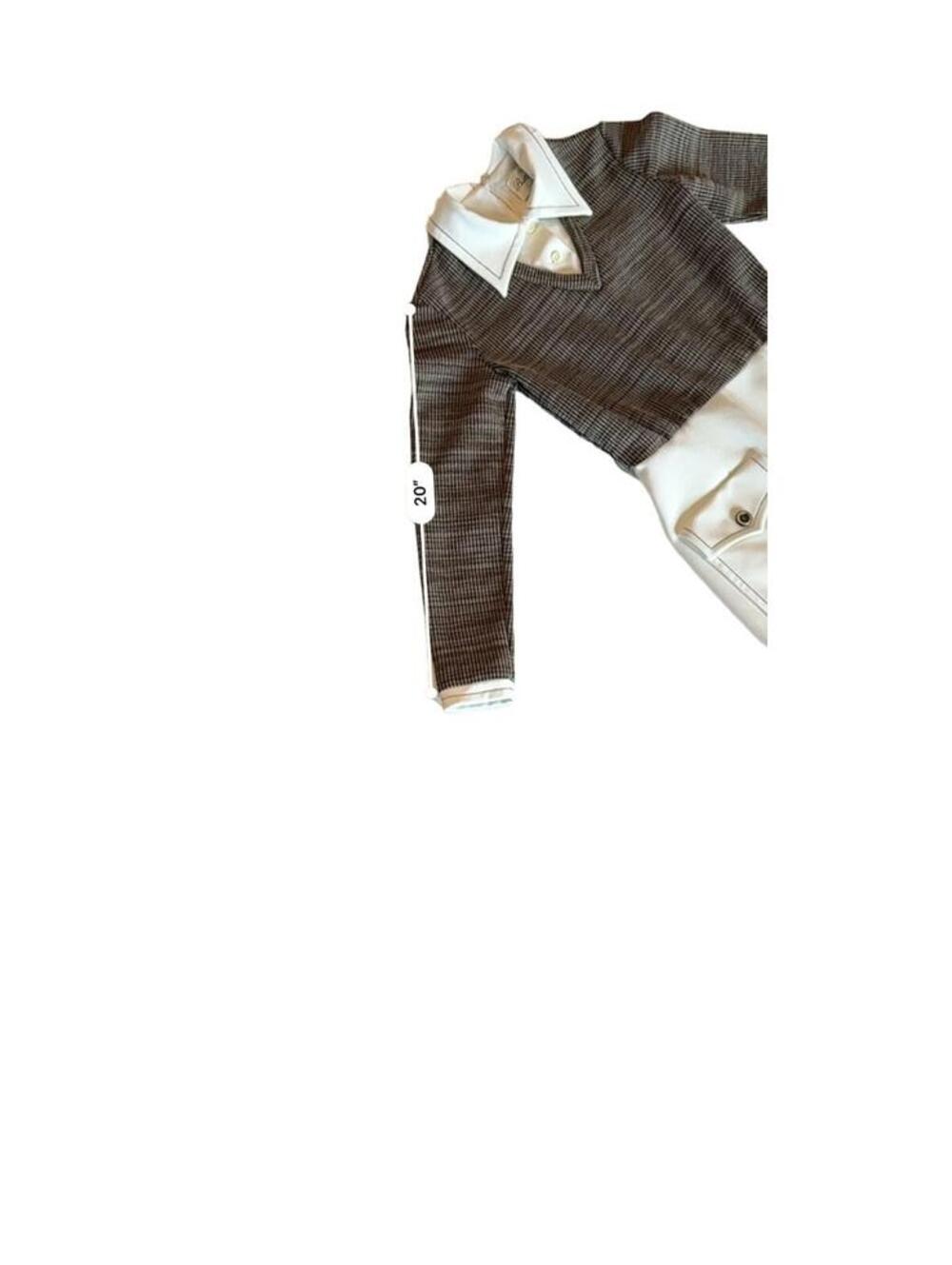 Brown & Cream Butte Knit 100% Textured Dacron Polyester Long Sleeve Dress - Picture 5 of 12